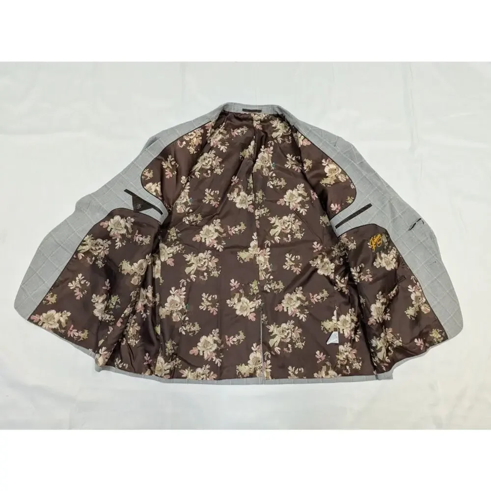 Johnny Bigg Jacket Mens 54 Grey Checkered Pattern Sports Blazer NEW